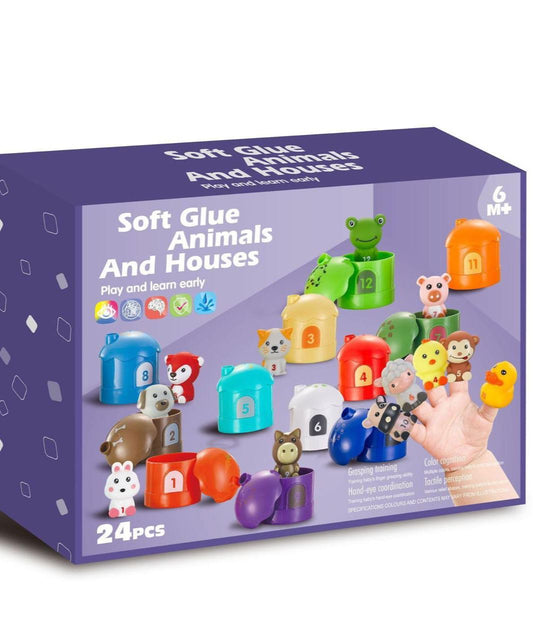 Set de Animales con Casitas Numéricas del 1 al 12