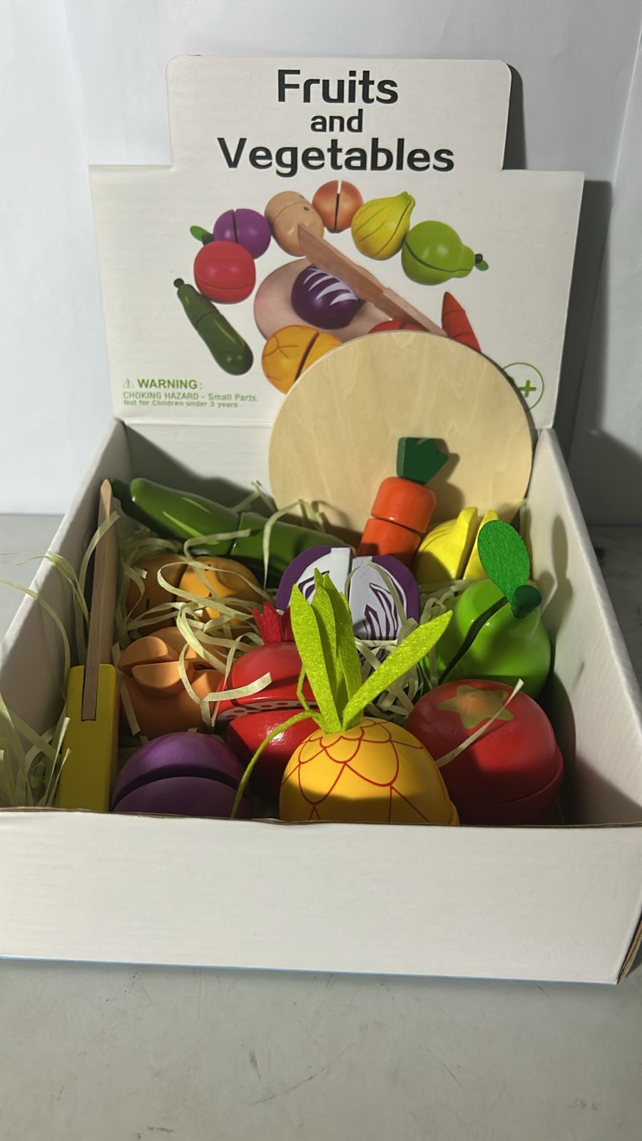 Set de Frutas y Verduras de Madera para Cortar