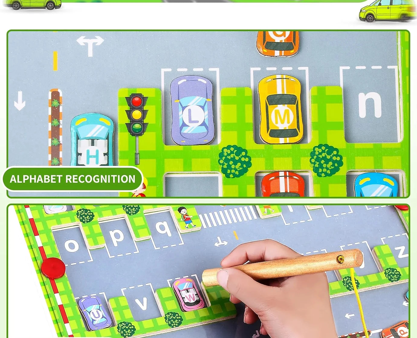 Tablero magnético con alfabeto