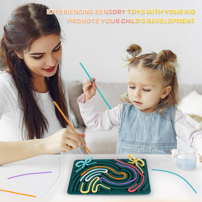 Tablero Sensorial Creativo – Juego de Figuras con Cuerdas de Silicón