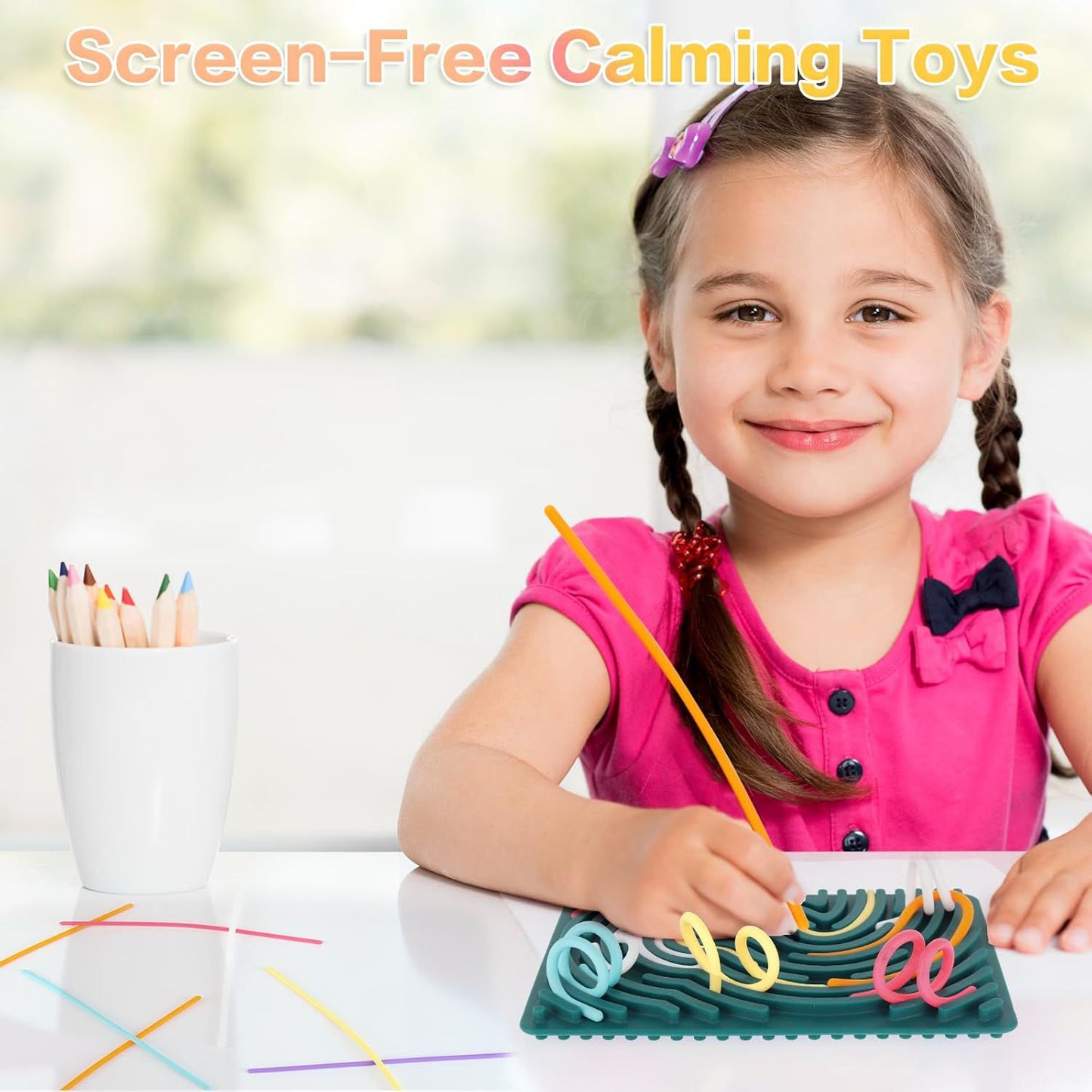Tablero Sensorial Creativo – Juego de Figuras con Cuerdas de Silicón