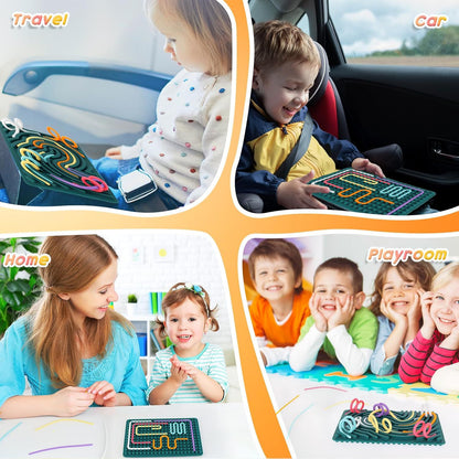 Tablero Sensorial Creativo – Juego de Figuras con Cuerdas de Silicón