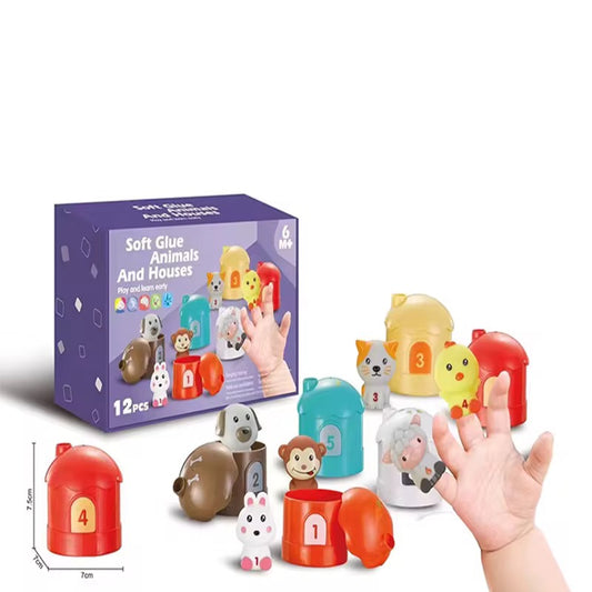 Set de Animales con Casitas Numéricas 1 al 6