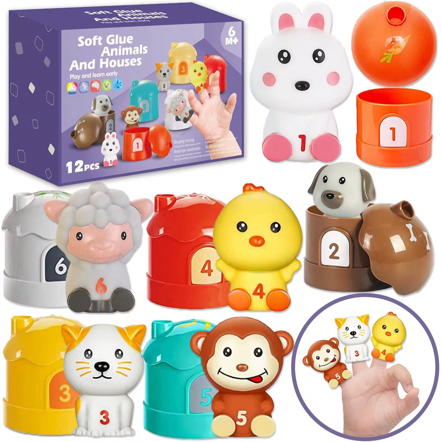 Set de Animales con Casitas Numéricas 1 al 6