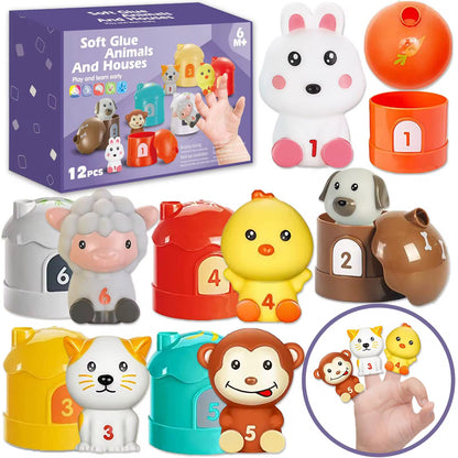Set de Animales con Casitas Numéricas 1 al 6