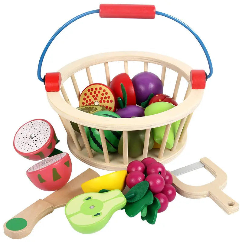 Cesta de frutas de madera
