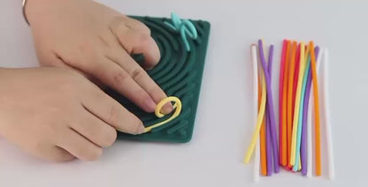 Tablero Sensorial Creativo – Juego de Figuras con Cuerdas de Silicón